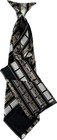 Karl Knox Boy s Clip-on Tie Hanky Black Gold White Plaids Polyester 10  Long