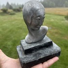 Vtg Art Deco Lady Bust Bookends Frankart Metal Sculpture Pair Original Patina
