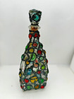 Decanter Jeweled Multi Color Stained Glass Mosaic Bottle Triangular 12  Stopper