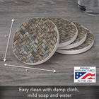Stone Herringbone Pattern Natural Sandstone Coaster 4 Pack  Absorbent