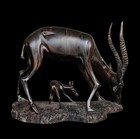 Vintage African Ebony Wood Antelope   Fawn Hand Carved Sculpture 9 5   