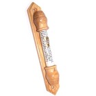 Gold Shin With Sealed Glass In Olive Wood Mezuzah And Scroll  7 5 Inches 