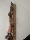 African Figure Art Wooden Carved Statue Tribal Wood    Woman Carrying Water Jug