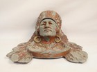Large Antique Metal Indian Head Native American Inkwell