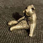 Sitting Cat Grooming Itself Cute 1  Handcrafted Brass Figurine