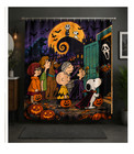 Halloween Snoopy Shower Curtain With Pumpkins And Bats E19826