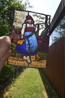Antique Flemish Stained Glass Window Panel With Saying