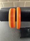 Vtg Set Of 2 Bakelite Bangle Bracelets   two-toned Orange butterscotch Striped 