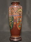 Antique Japanese Cloisonne Dragon Phoenix Vase Signed Meiji Taisho 9 5    W stand