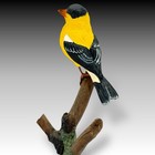 Richard Lamson American Goldfinch Bird Figurine Resin Sculpture On Base - Signed