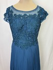 Women s Floral Lace Appliques Short Sleeve Wedding Guest Evening Dress Sz 16