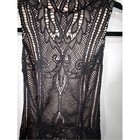 Forever 21 Womens M Black Nude Lace Mini Dress High Neck Sleeveless Party