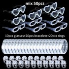 50pcs White Wedding Party Supplies Set 10 Led Flashing Glasses 20 Light Up Brace