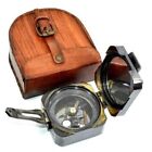 Antique Vintage Brass Solid Kelvin hughes 1917 Brunton Compass With Leather Case
