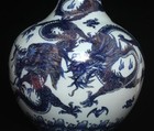 55cm Qianlong Singed Old Chinese Blue   White Gilding Porcelain Vase W  Dragon