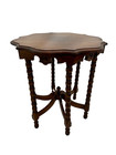 Victorian Parlor Table Six Legs Burled Walnut Scalloped Top Hand Carved
