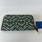 Vera Bradley Wallet Rfid Georgia Rain Forest Black Blue Green Zip Quilted Nwt