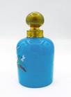 Antique 1800s French Blue Opaline Scent Bottle W  Hand Painted Flowers