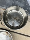 Set Of 4 Large Stainless Steel Round Silver Chafing Dishes With Handles  Glossy