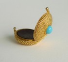 Vintage Estee Lauder Compact With Solid Perfume Pocket Purse Small Blue Cabochon