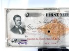 1877 First National Bank Check Indiana  20 Revenue Stamp Antique Banking Documen