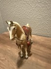 Tan white Model Horse Figurine With Saddle   Chain Bridle  Horse Animal