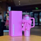 Starbucks 2025 China Sakura Pink 40oz Ss Tumbler With Bow Sleeve