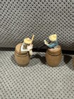 Vintage Japan Miniature Wooden Barrel Musicians Figurines Set Of 6 Folk Band