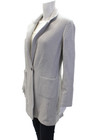 St  John Womens Single Button Notched Lapel Knit Blazer Jacket Gray Wool Size 10
