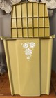 Vintage Mid Century Modern Laundry Hamper Retro Harvest Gold Lidded Plastic 16in