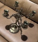 Solid Brass 4 Light Large Candle Candelabra About 12  Very Good Condition