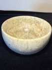 Vintage Hard Carved Marble Onyx Natural Speckled Stone Shallow Bowl 4   