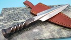 Railroad Spike Spear Style Fixed Blade Dagger Knife Twist Forged W Sheath