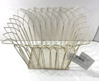 Vintage Shabby Chic Wire Metal Ivory Rectangle Basket 7 x 4  X 7 75 