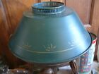 Vintage Dark Green   Gold Floral Tole Metal Toleware Lamp Shade - 15-1 4  X 6 