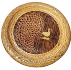 Rare  Set Of Two Vintage 1970s Wicker Peacock Wall Hanging Boho Rattan Woven Art
