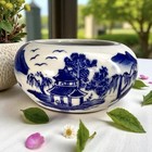 Chinese Blue And White Porcelain Pot Landscape Pattern Brush Washer 4 75 
