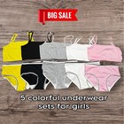 Girls 5 Pack Cotton Solid Bikini Briefs   Cami Bras Multicolor Size 8-12 Y