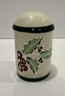 Vintage Christmas Holly   Berry Salt And Pepper Shakers Set     Green Trim Red Bow