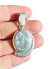 Vintage Taxco Mexico 925 Sterling Silver Abalone Shell Oval Pendant 9-grams
