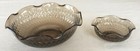 Vintage Indiana Glass Serving Bowls Amber Brown Ruffle Honeycomb 2-piece Set Ec