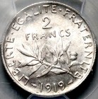 1919 Pcgs Ms 63 France 2 Francs Semeuse Sower Paris Mint Silver Coin  26041601c 