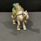 Bejeweled Camel Trinket Box W hinged Lid Hand   Painted Enamel Interior