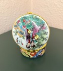 Vintage Asian Gold Porcelain Jewelry Trinket Box