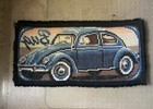 Vintage Hand Latch Hooked Wall Art 32   x16    Featuring The Volkswagen Bug