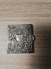 Antique Sterling Silver Floral Repousse Postage Stamp Holder