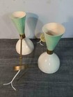 1950 s Mid Century Brass Italian Diabolo Wall Sconce Light -fixture 2 Bulb Pair 