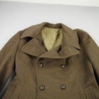 Vintage French Army Coat Size 42 Brown Wool Double Breasted Trench Coat 40s 50s