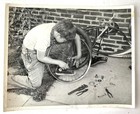 2 Vintage Bicycle Picture Photograph 8x10 Box Fixing His 1950 s Schwinn B6