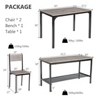 Costway 4pcs Dining Table Set Rustic Desk Bench   2 Chairsw  Storage Rack Grey
